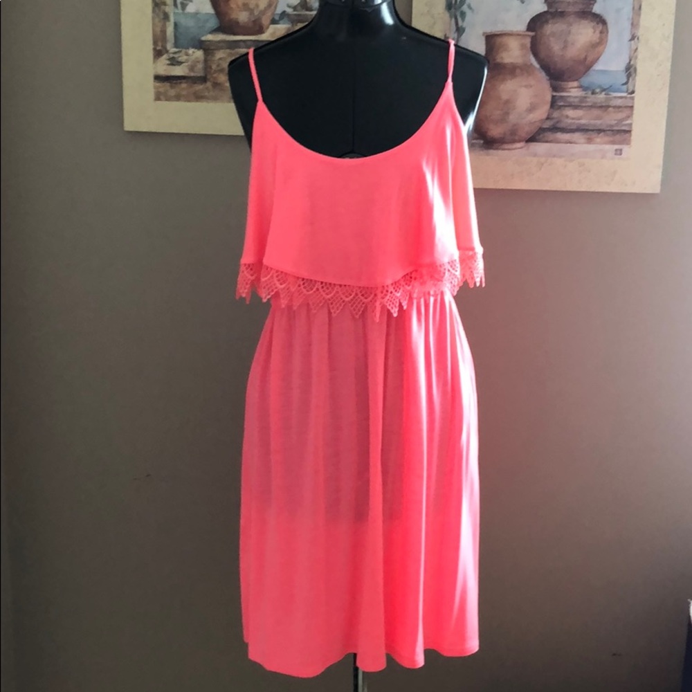 Xhilaration Sun Dress Size Large Bright Pink
